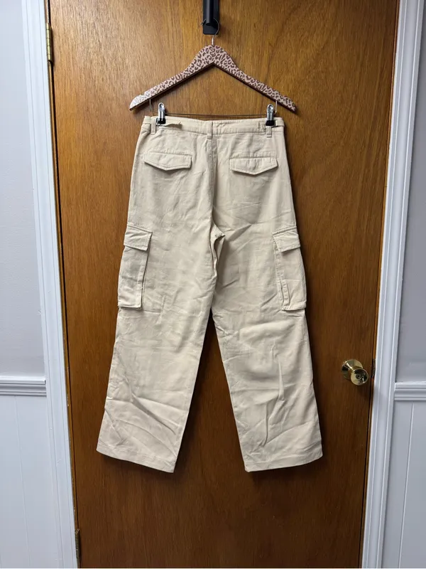 YoungLA Womens Metro Cargo Pockets Pants Womens Beige Khaki Small NEW NWT - Image 10
