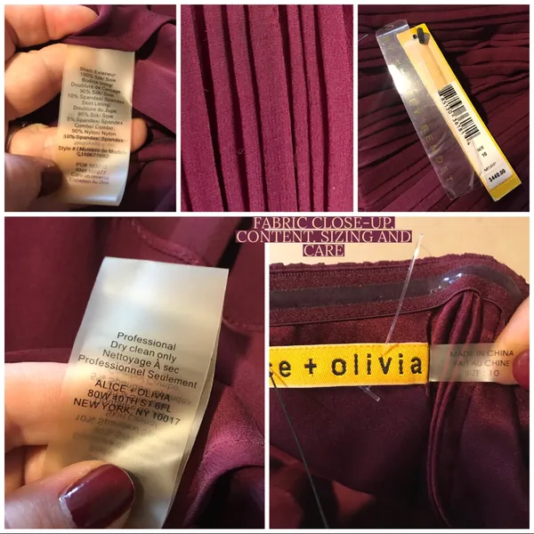 Alice & Olivia Burgundy Silk Chiffon Strapless "Mckell" Dress (10) - Image 11