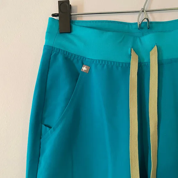 FIGS Teal Blue Zamora Jogger Scrub Pants Regular Rise Uniform Women's size XXS - Image 3