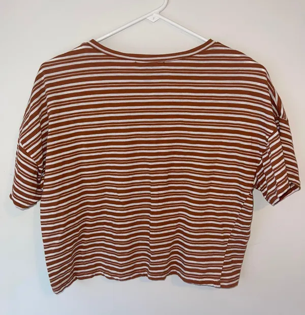 Burnt Orange Cropped Striped Tee - Image 3