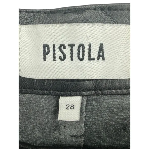 Pistola Stevie High Rise Wide Leg Pants Slate Black Faux Vegan‎ Leather Size 28 - Image 2