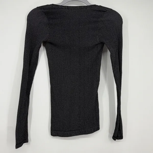 Intimately‎ Free People Black White Micro Print Scoop Neck Long Sleeve Top L/XL - Image 2