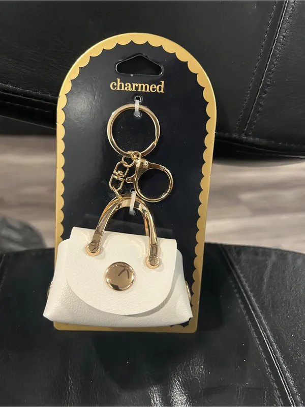 White Mini Purse Keychain - Image 3