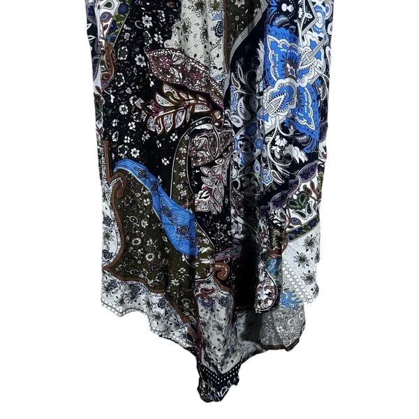 Ganji LA Boho Paisley Handkerchief Hem Maxi Dress Multi Color Festival Size S - Image 4