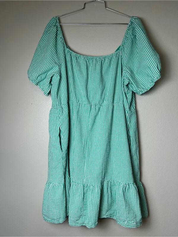 Draper James Green Gingham Puff Sleeve Dress Vacation Size 2X - Image 3