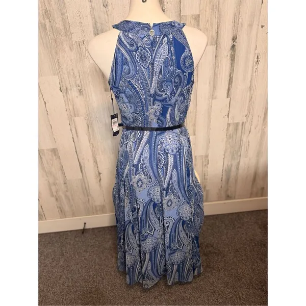 Tommy Hilfiger Blue Paisley Halter Maxi Dress Size 6 - Image 4