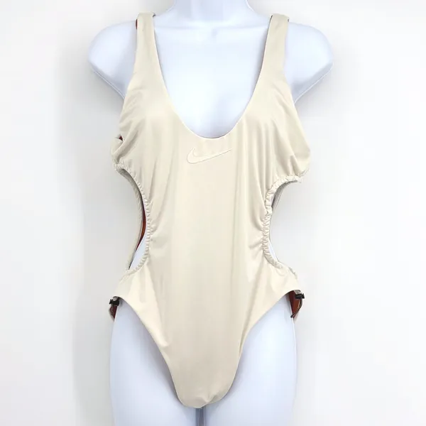 Nike Explore Wild Cutout Swimsuit Womens LG‎ Beige One Piece Beach Vacation - Image 3