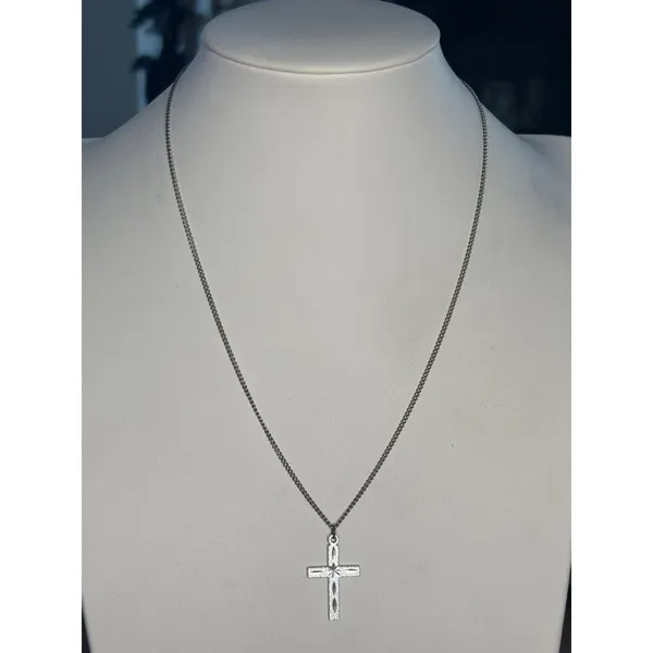 Sterling Silver Cross Necklace With Delicate Chain 18 Inch Length Timeless Relig - Image 2