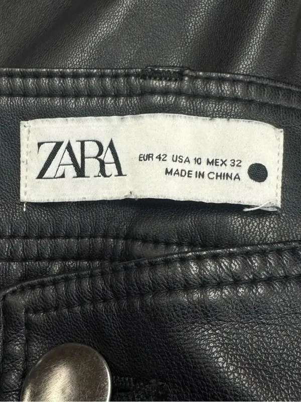 Zara Faux Leather 90s High Rise Wide Leg Black Pants Women’s 10 - Image 5