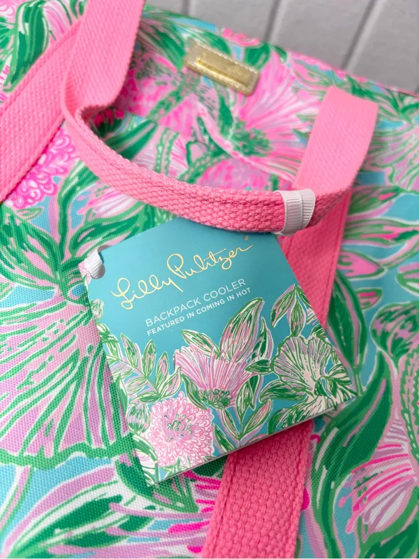 Lilly Pulitzer Cooler Backpack / Crossbody Pink & Green Floral Backpack Tote NEW - Image 7