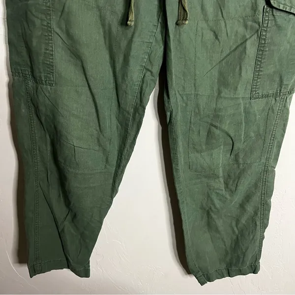 J.Crew‎ Army Green Linen Cotton Blend Utility Cargo Crop Pants - Image 4