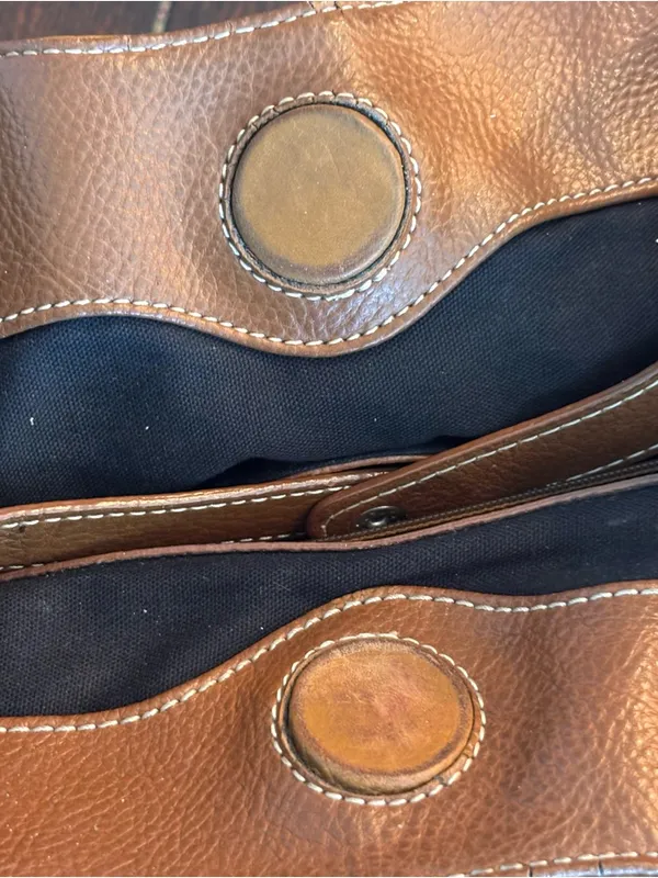 TIGNANELLO Satchel Tote Bag Caramel Leather Double Handle Magnet Closure - Image 7