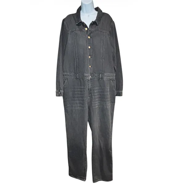 Own. NWT Black Denim Boiler Suit | Snap Front Coverall Jumpsuit | Size 16R - Image 3