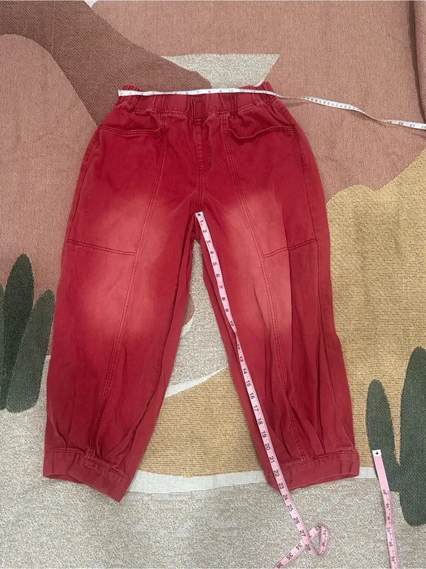 SHEIN Red Elastic Waist Jogger Jeans - Image 3