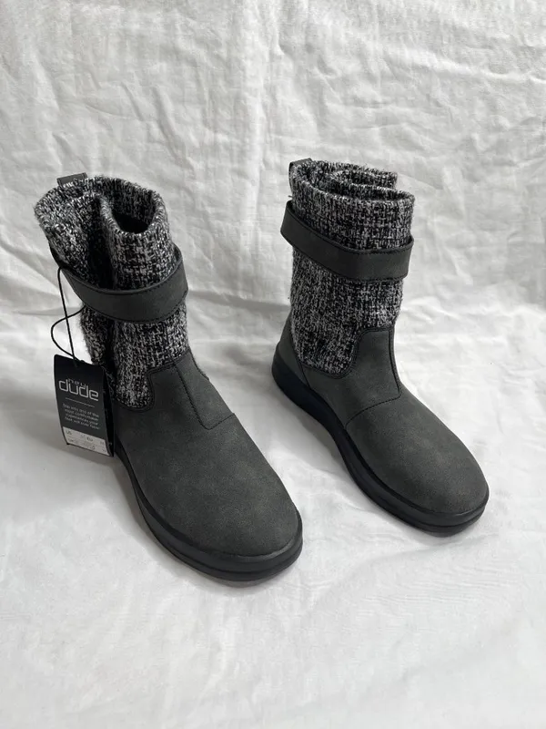 Hey Dude Robin Black Womens Knit Boots US 5 EU 36 - Image 2