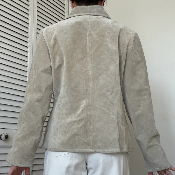 VINTAGE ✨ Tan Genuine Leather Suede Coat - Image 3