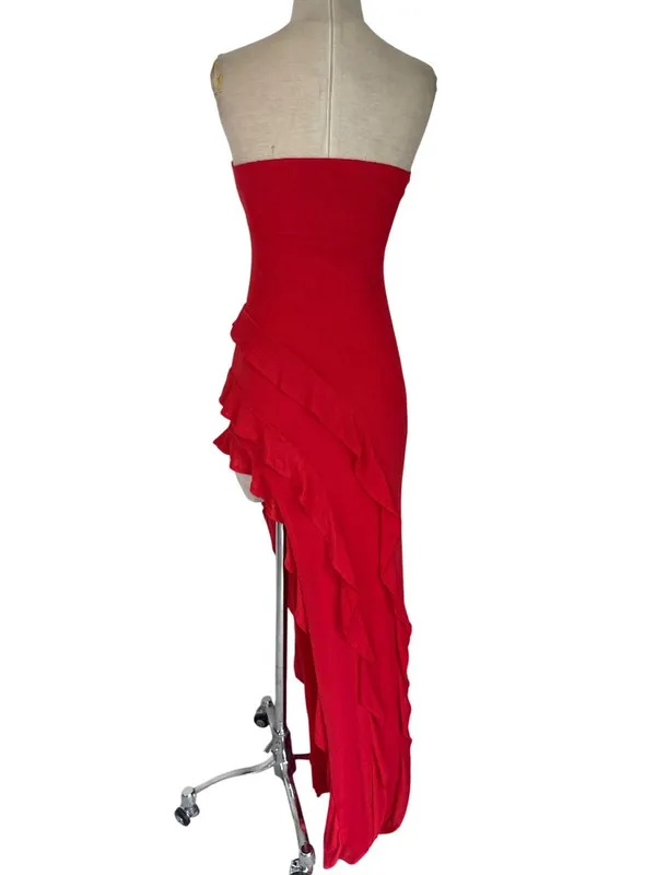 AFRM x REVOLVE Siobhan Dress in Risky Red Small New Womens Strapless Long Maxi - Image 7
