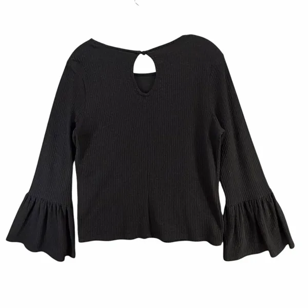 Anthropologie Porridge Joan Bell Sleeved Top Womens M Black Ribbed Boho‎ Chic - Image 5