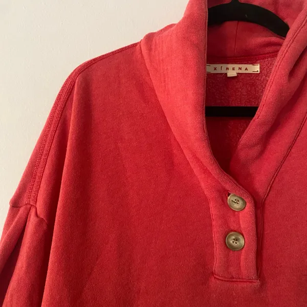 Xirena Pink Buttoned Pullover Kass Sweatshirt Loungewear Athleisure Women Medium - Image 3