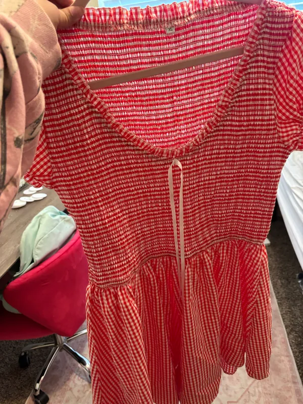 Red Gingham Dress Boutique Dress - Image 2