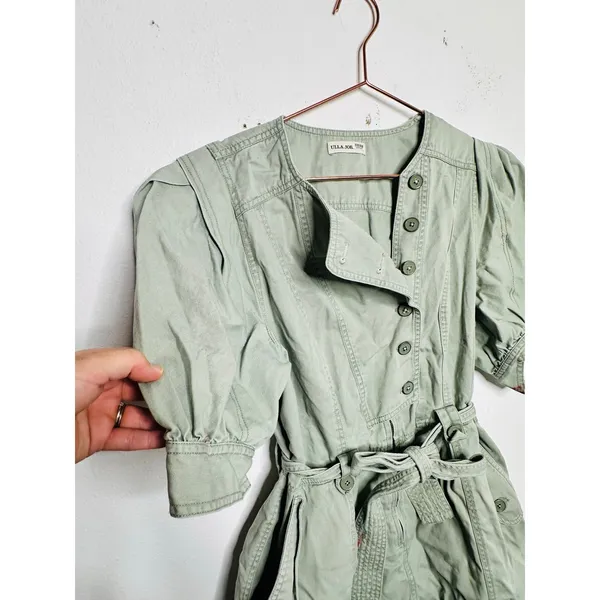 ULLA JOHNSON Sage Green 100% Cotton Short Sleeve Puffed Tied Carmine Romper sz 2 - Image 16
