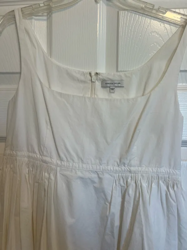 Rebecca Taylor Dress White Knee Length Snatched Waist with a Flare - Image 2