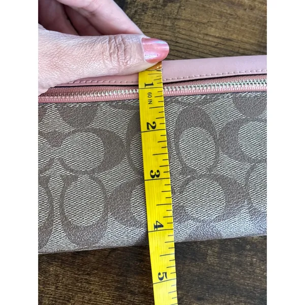 Coach Soft Wallet OS Pink Signature Canvas Leather Slim Envelope F57319 - Image 8