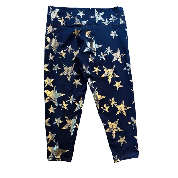 Aerie Move Metallic Star Print Leggings. Blue with Silver Stars. Size XXL - Image 2