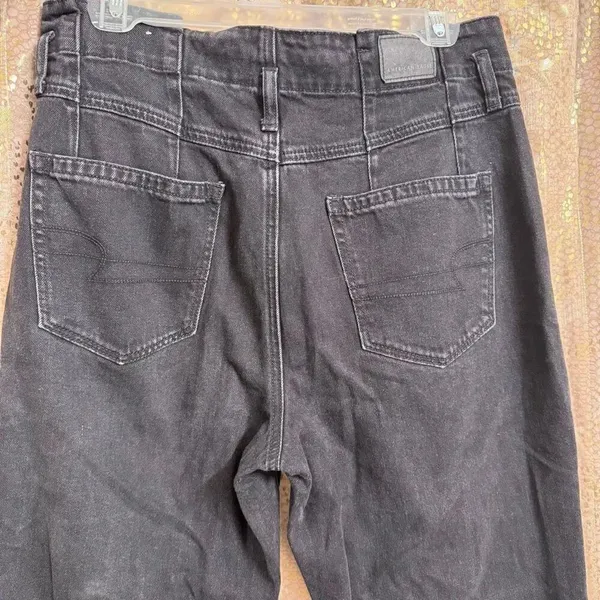 American Eagle Black High Waist Paper Bag Mom Jeans Size 8 - Image 9