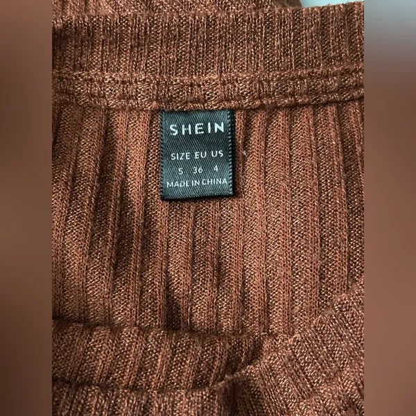 SHEIN Brown Ribbed Long Sleeve Crop Top SZ Small - Image 9