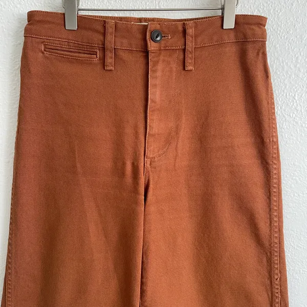 Madewell Orange Rust Retro Emmett High Waisted Wide Leg Crop Jean Trouser Pants - Image 4