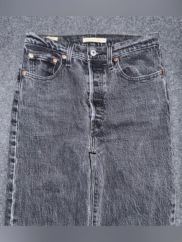 Levis Premium Ribcage Straight Ankle Jeans High Rise Black Denim Sz 27 Stretch - Image 3