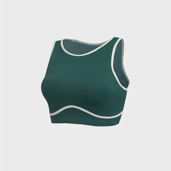 Berlook Dark Green Round Neck Line Tank Top - Image 7