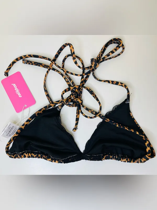 Edikted NWT Women’s Lacey Leopard Triangle Bikini Top Size S - Image 7