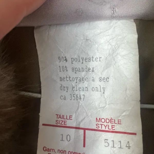Vintage Eric Ryan Full‎ Length Trench Like Coat With Detachable Fur Collar Large - Image 7