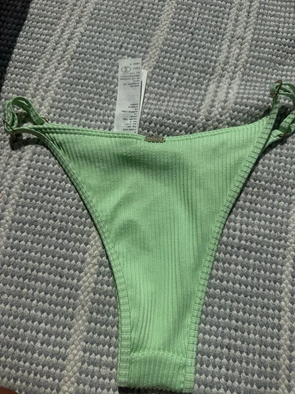 Hollister Ribbed Bikini Bottoms Green - Image 3
