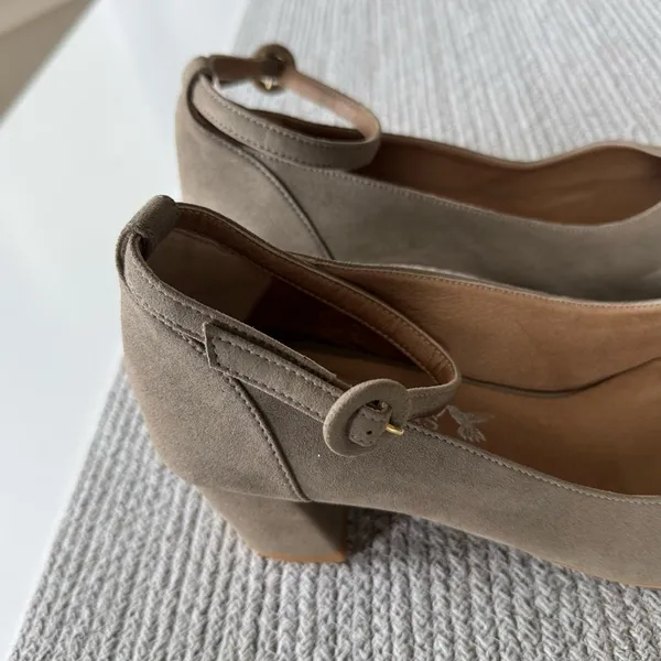 Novacas Light Gray Taupe Suede Block Heel Ankle Strap Pumps Dress Shoes Sz 40 9 - Image 10