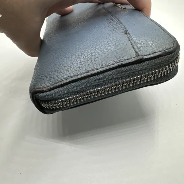 Michael Kors Jet Set Travel Zip Around Continental Wallet Blue Pebbled Leather - Image 3