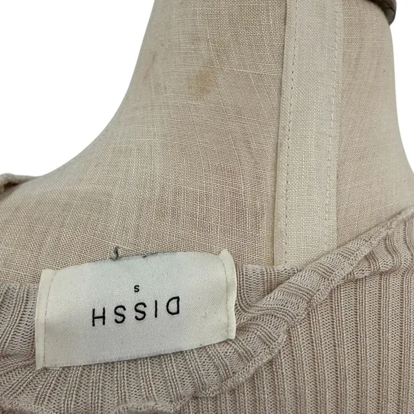 Dissh Ribbed Long Sleeve Top Beige Lettuce Edge Slim Fit Knit‎ Size Small - Image 8
