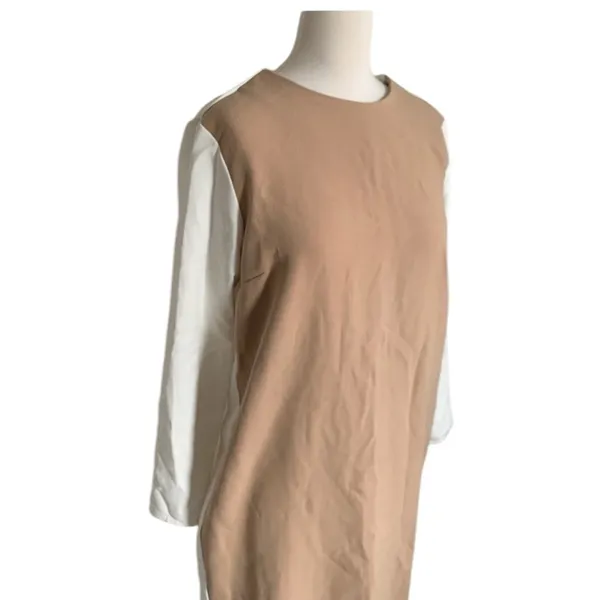 ASOS Womans Colorblock Tan White Long Sleeve Dress Size 10 - Image 2