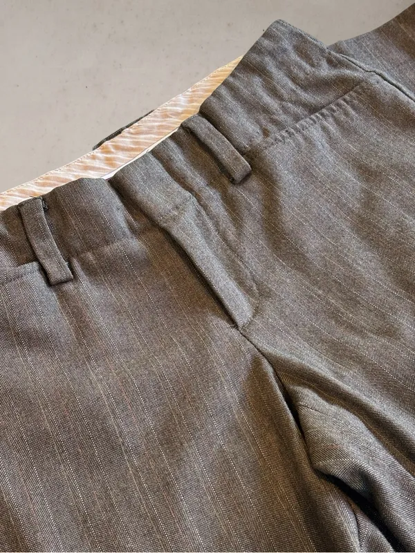 GAP Career Pinstripe Trousers Brown Curvy Fit Stretch Size 1 Regular - Image 7