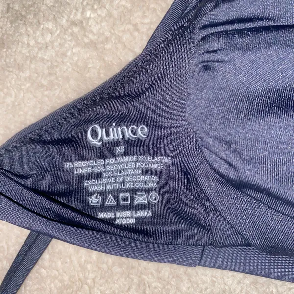 NWT Quince Black Italian V-Neck Bikini Swim Bathing Suit Top Women's Size XS - Image 6
