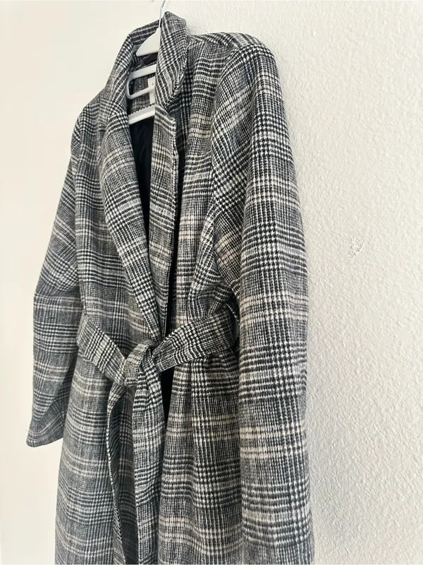 a new day Gray Plaid Belted Coat - Image 5