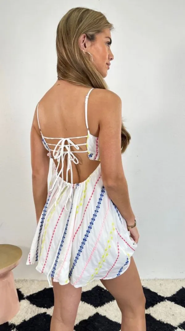 Flowers Bloom Embroidered Bustier Dress - New Collection - Image 3