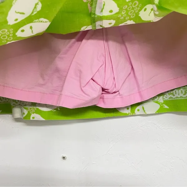 Lilly Pulitzer Vintage 90s Green Floral Mini Skirt Womens 8 Mod Retro Skort Pink - Image 8
