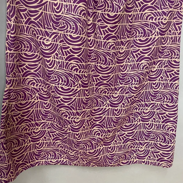 Handmade Muumuu Dress Short Sleeves Midi Purple Tan Swirl Print Women Hawaiian - Image 6