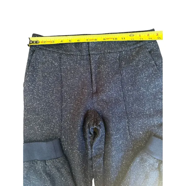 Club Monaco Twill Wool Silk Cropped Jogger Pants Womens Size 2 Navy Blue - Image 9