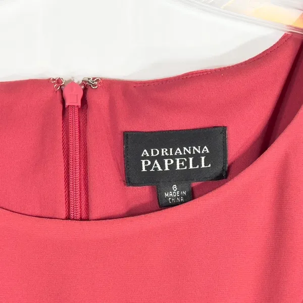 Adrianna Papell Size 6 Dress Red Sheath Cap Sleeve‎ Mini Ruffle Cocktail 1096 - Image 9