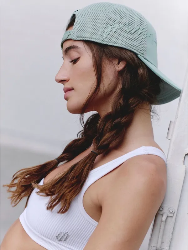 Free people movement signature soft mesh trucker hat sterling blue NWT $48 - Image 2