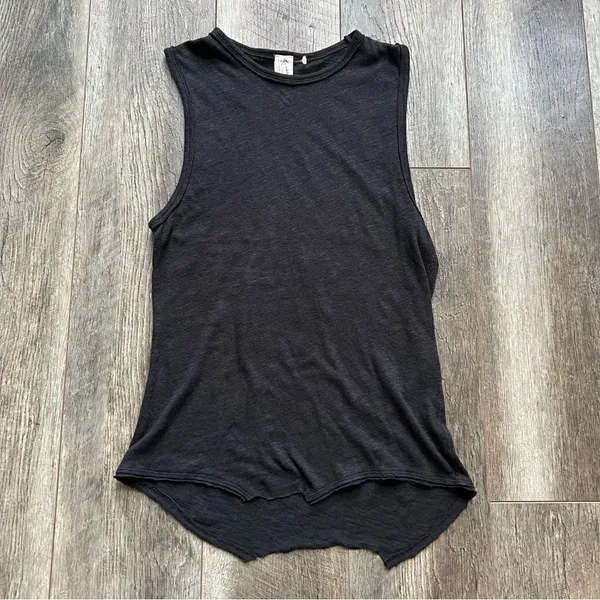 Free People Intimately All the Time Linen Blend Black Tank Top Sleeveless Shirt - Image 8